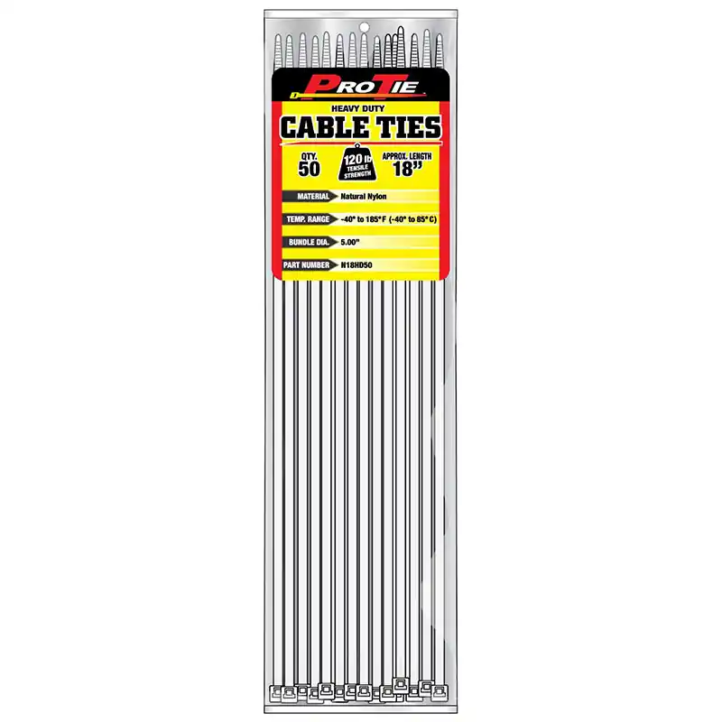 Pro Tie Natural Nylon 120lb Heavy Duty Cable Ties