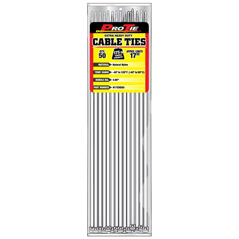 Pro Tie Natural Nylon 175lb Extra Heavy Duty Cable Ties