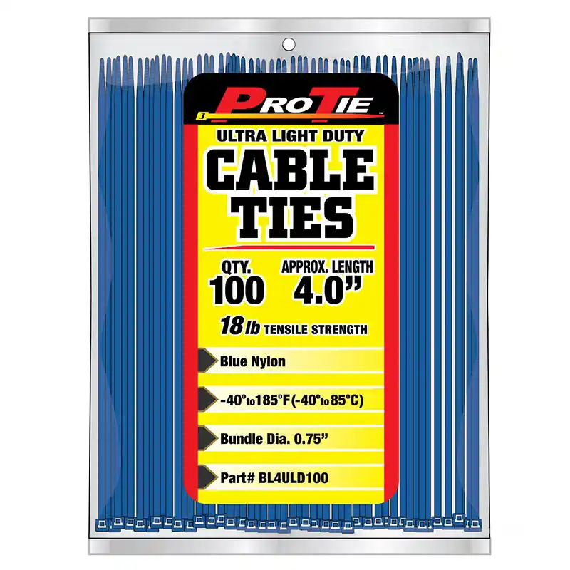 Pro Tie Blue Nylon 18lb Ultra Light Duty Cable Ties