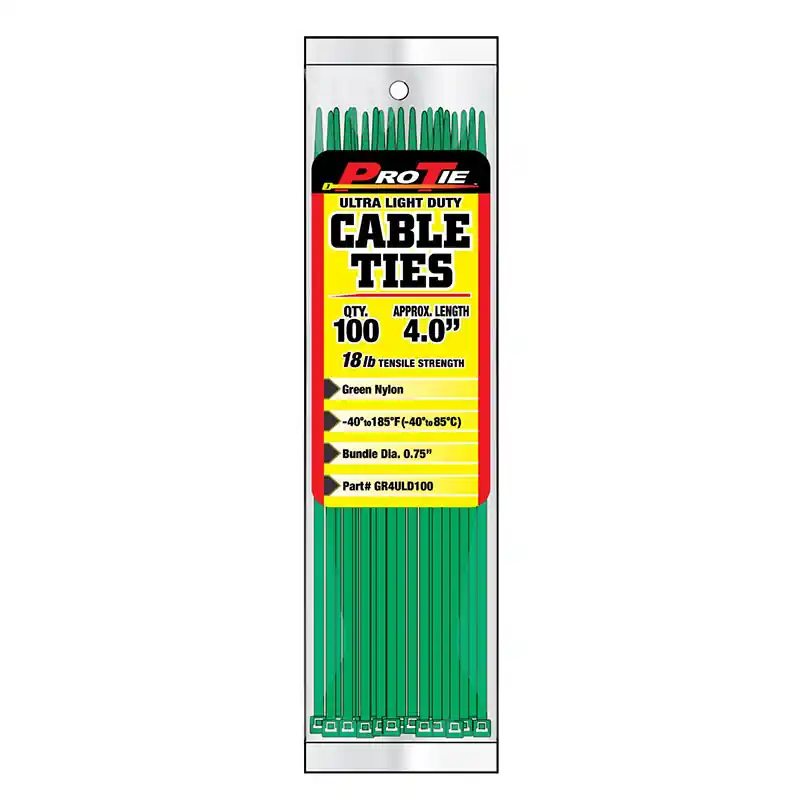 Pro Tie Green Nylon 18lb Ultra Light Duty Cable Ties