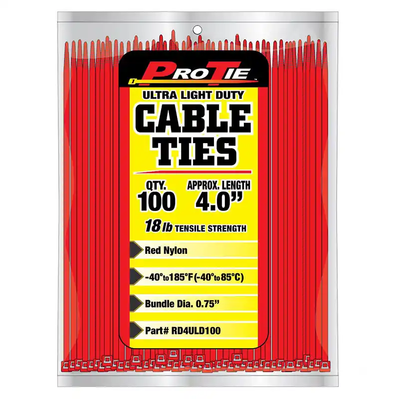 Pro Tie Red Nylon 18lb Ultra Light Duty Cable Ties