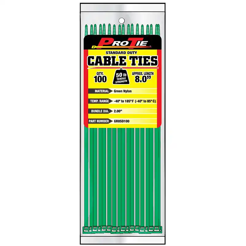 Pro Tie Green Nylon 50lb Standard Duty Cable Ties