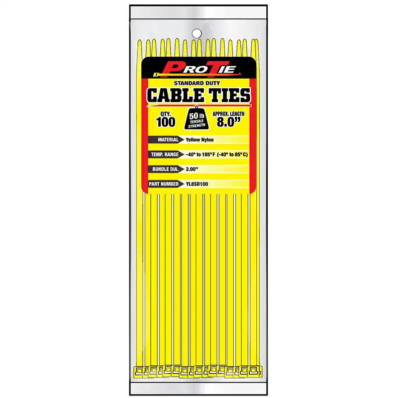 Pro Tie Yellow Nylon 50lb Standard Duty Cable Ties