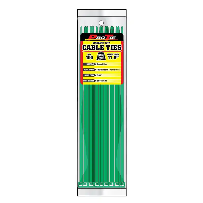 Pro Tie Green Nylon 50lb Standard Duty Cable Ties