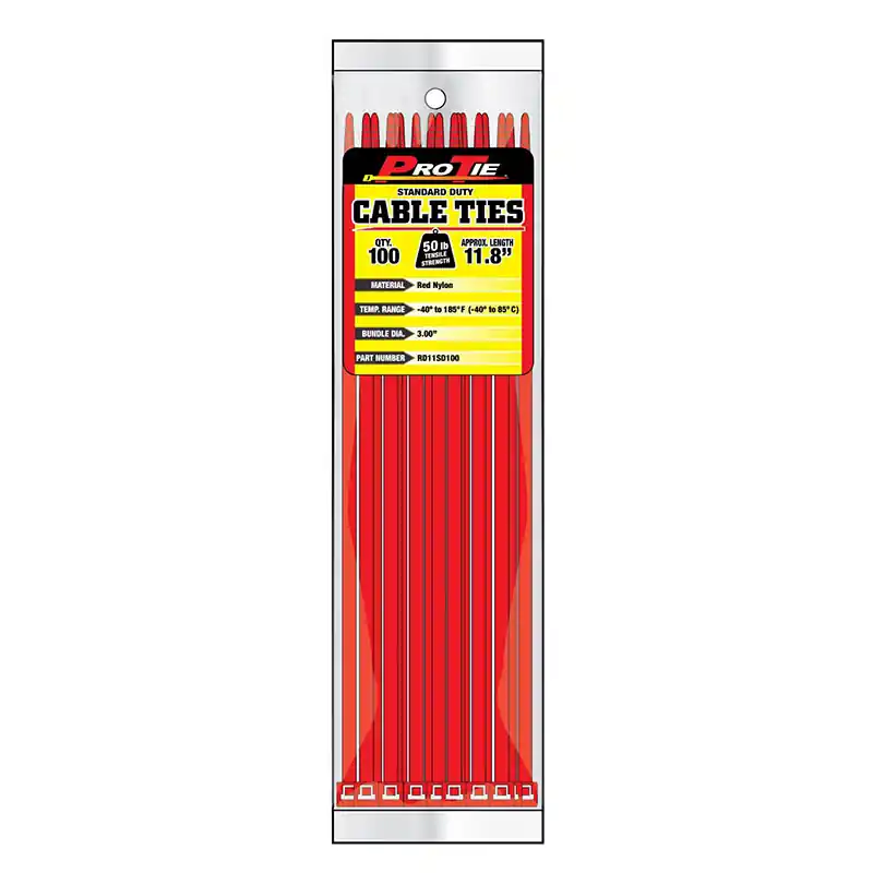 Pro Tie Red Nylon 50lb Standard Duty Cable Ties