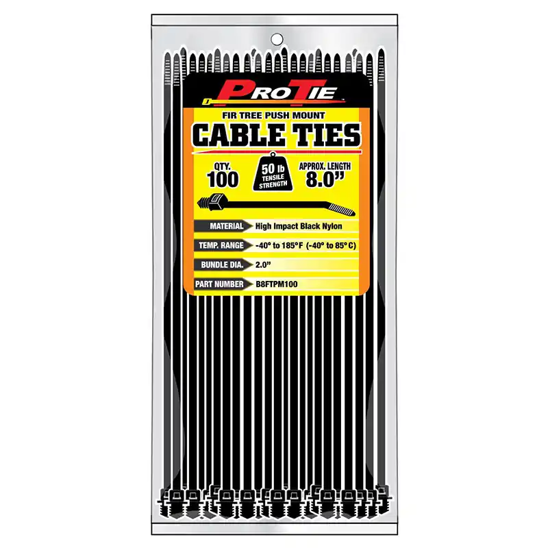 Pro Tie Black Nylon 50lb Fir Tree Push Mount Cable Ties