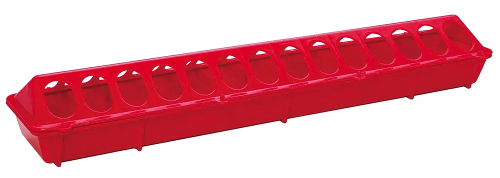 Little Giant 20 Inch Plastic Flip-Top Poultry Ground Feeder - 28 Feeding Holes - Red