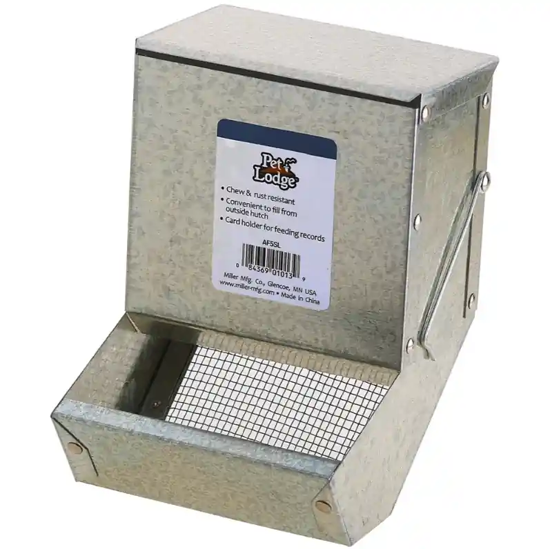 Pet Lodge 5" Metal Small Animal Feeder with Lid and Sifter Bottom