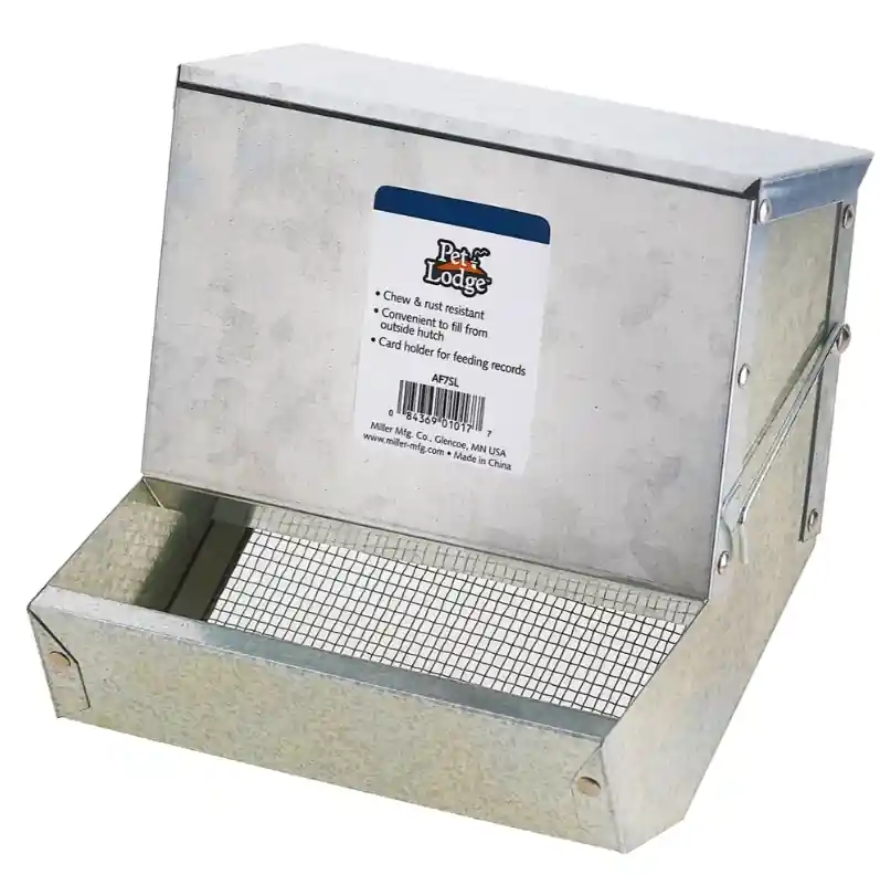 Pet Lodge 7" Metal Small Animal Feeder with Lid and Sifter Bottom