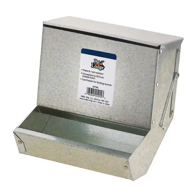 Pet Lodge 7" Metal Small Animal Feeder with Lid