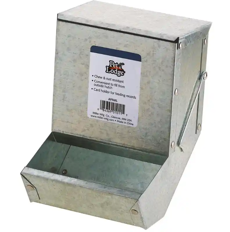 Pet Lodge 5" Metal Small Animal Feeder with Lid
