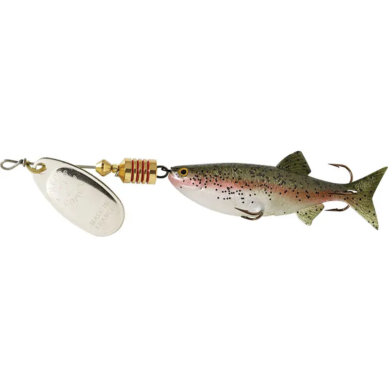 Mepps Comet Mino Lure 1/4oz Silver Blade w/Rainbow Trout Mino