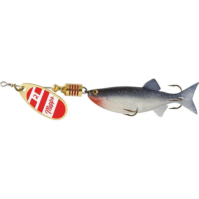 Mepps Comet Mino Lure 1/4oz Gold/Red/White Blade w/Shad Mino