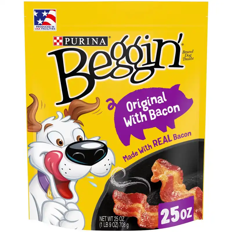 Purina Beggin‘ Strips Chewy Dog Training Treats Original with Pork and Bacon Dog Treats - 25oz