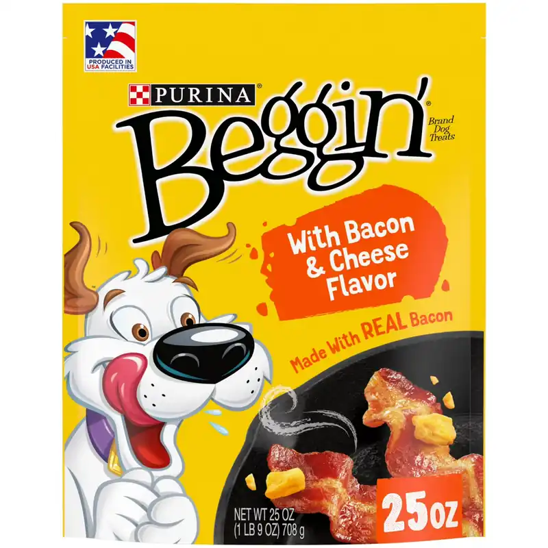 Purina Beggin‘ Strips Chewy Dog Training Treats with Real Bacon & Cheese Dog Treats - 25oz