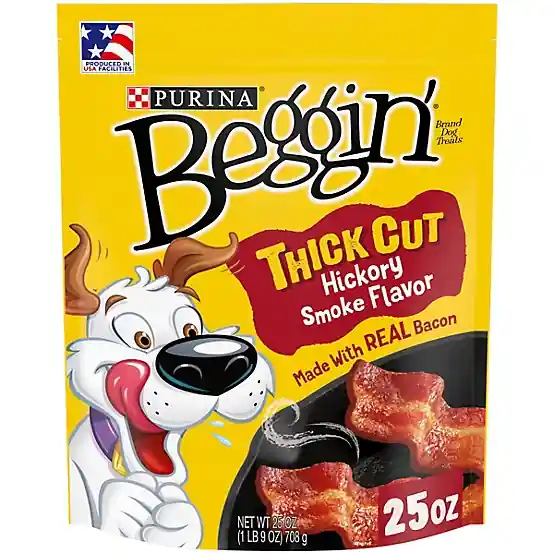 Purina Beggin‘ Strips Thick Cut Hickory Smoked Bacon Dog Treats - 25oz