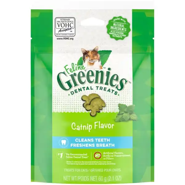 Feline Greenies Adult Natural Dental Care Cat Treats, Catnip Flavor, 2.1 oz. Pouch