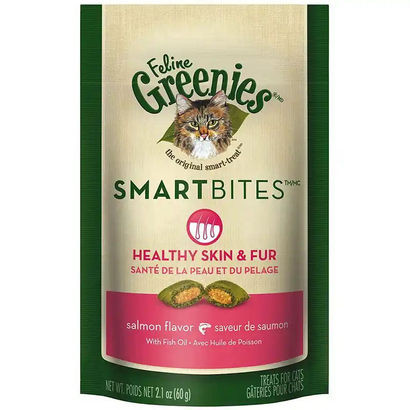 Feline Greenies Healthy Skin & Fur Smartbites Cat Treats Chicken Flavor 2.1oz