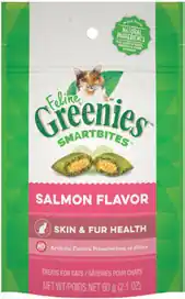 Feline Greenies Healthy Skin & Fur Smartbites Cat Treats Salmon Flavor 2.1oz