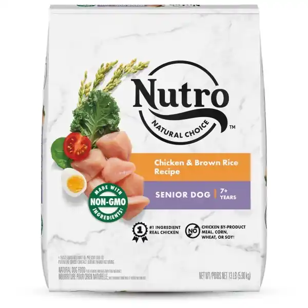 Nutro Natural Choice Senior Dry Dog Food, Chicken & Brown Rice Recipe Dog Kibble -13 lbs.