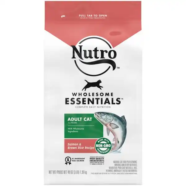 Nutro Wholesome Essentials Adult Natural Dry Cat Food Salmon & Brown Rice Recipe, 3 lb. Bag