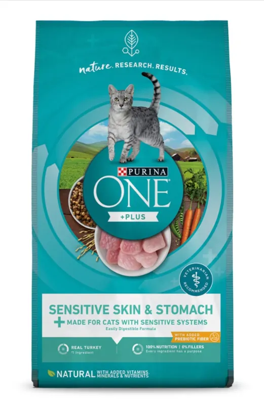 Purina One Sensitive Skin & Stomach Premium Dry Cat Food 7lb