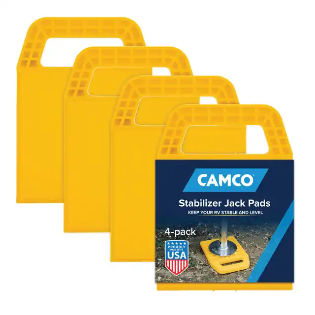 Camco RV Stabilizer Jack Pads — 6 3/16" x 6 3/16" Support Area - 4pk