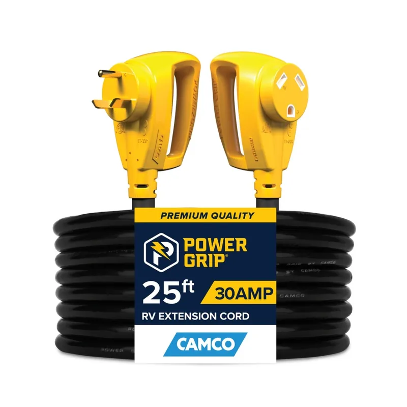 Camco Power Grip 30-Amp RV Extension Cord/Level 1 EV Charger, 25‘ Length, 125V/3750W, 10-Guage Wires