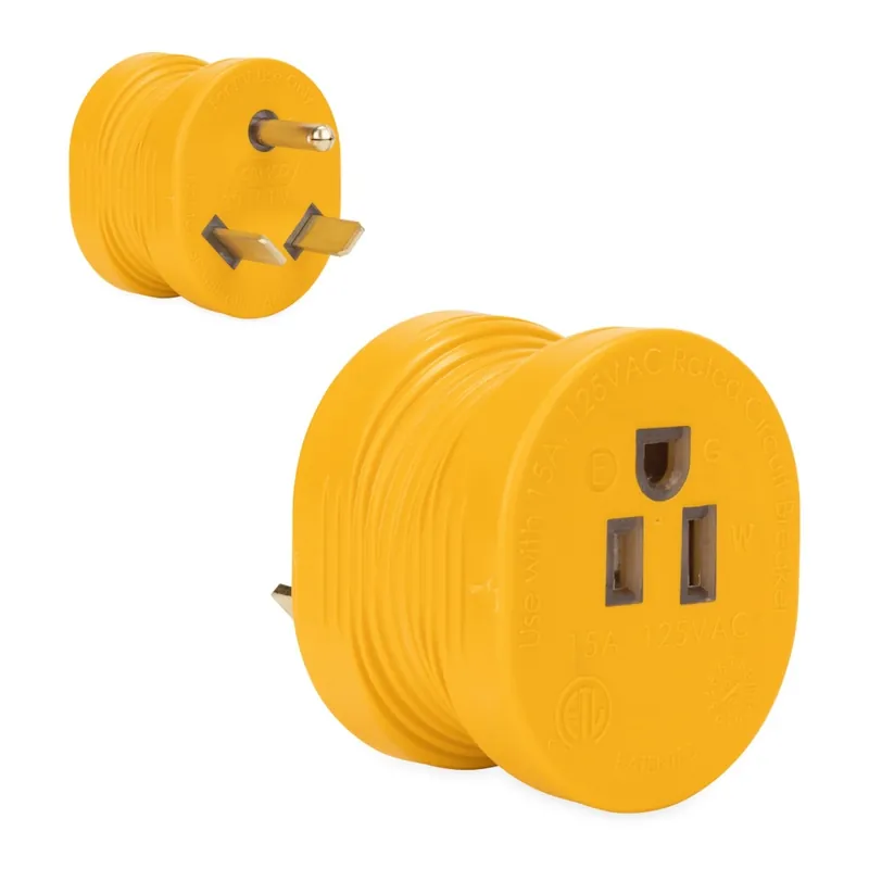Camco Power Grip 30AM/15AF Adapter, 125V/1875W, cETL 55233