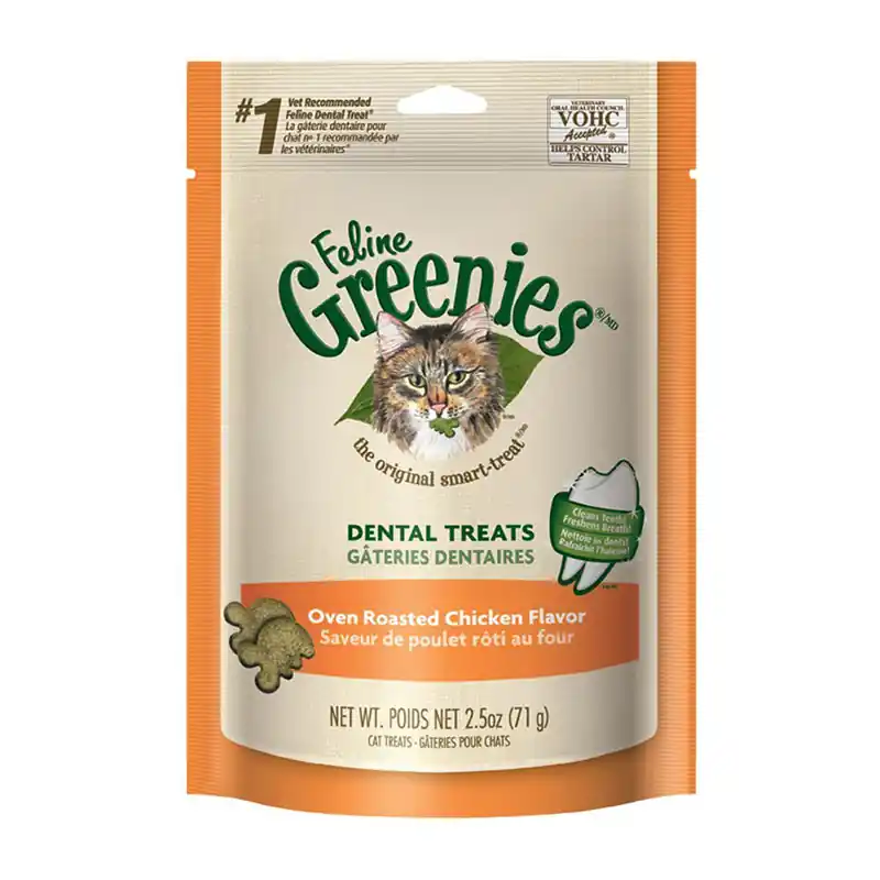 Feline Greenies Original Dental Cat Treats Oven-Roasted Chicken Flavor