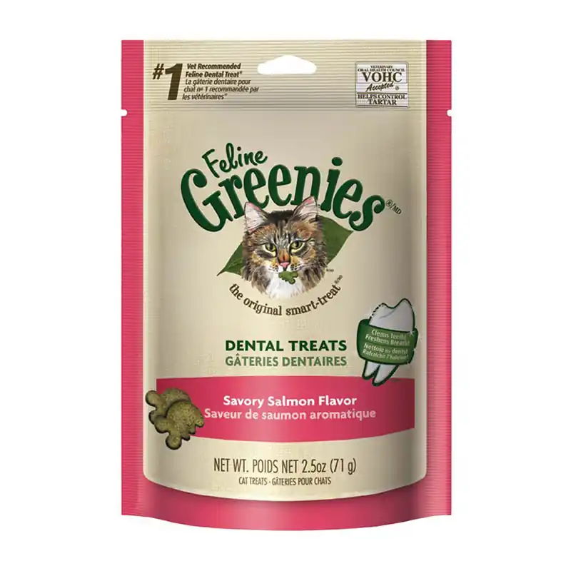 Feline Greenies Original Dental Cat Treats Savory Salmon Flavor