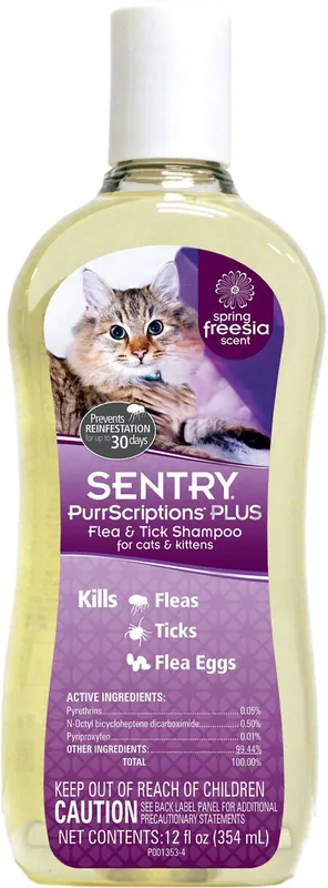 Sentry PurrScriptions Plus Flea & Tick Shampoo for Cats, 12-oz bottle