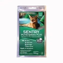 Sentry Flea and Tick PurrScriptions Plus Squeeze-On for Cats and Kittens - 2.2-5 lbs