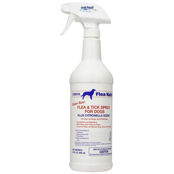 Flea Halt! Water-Base Flea & Tick Spray for Dogs Plus Citronella Scent 32oz