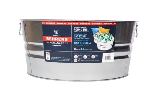 Behrens Galvanized Steel Wash Tub, 17 gal