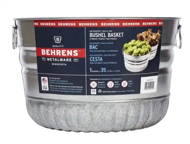 Behrens Bushel Utility Basket Galvanized Steel -1 Bushel