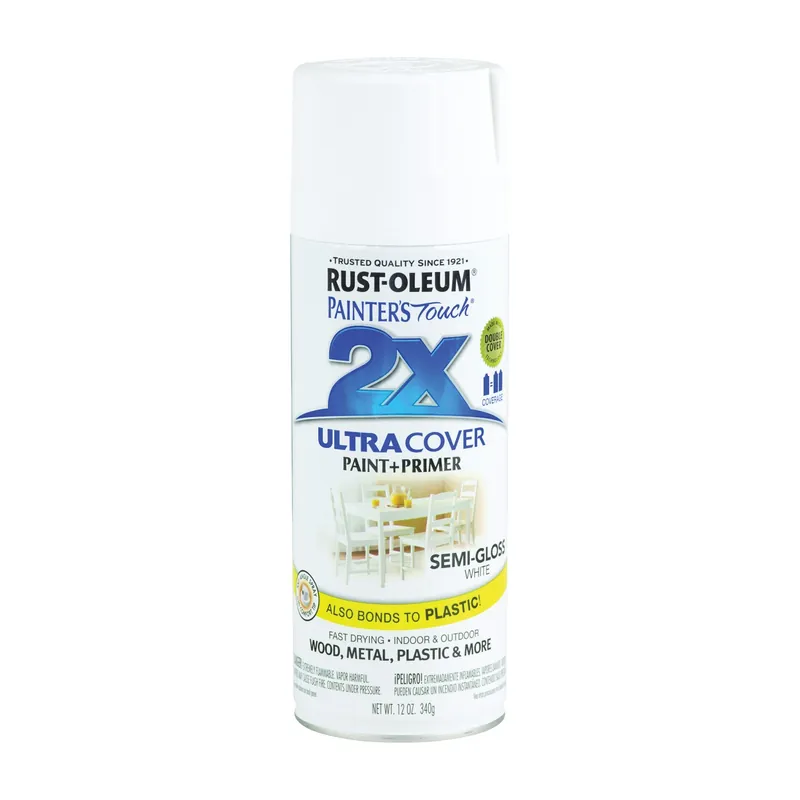 Rust-Oleum Painter‘s Touch Ultra Cover 2x Semi-Gloss Spray Paint 12oz White