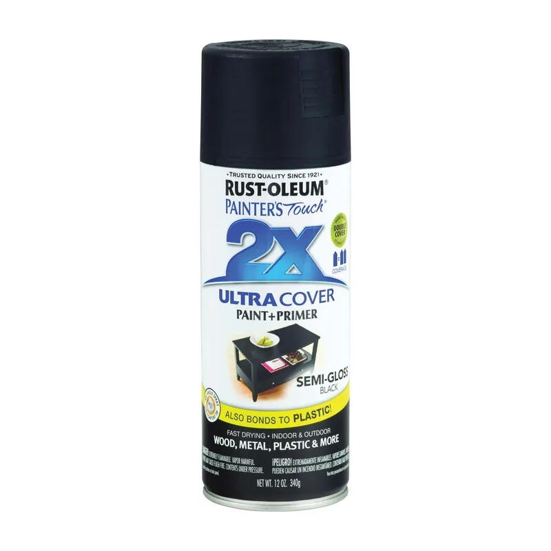 Rust-Oleum Painter‘s Touch Ultra Cover 2x Semi-Gloss Spray Paint 12oz Black