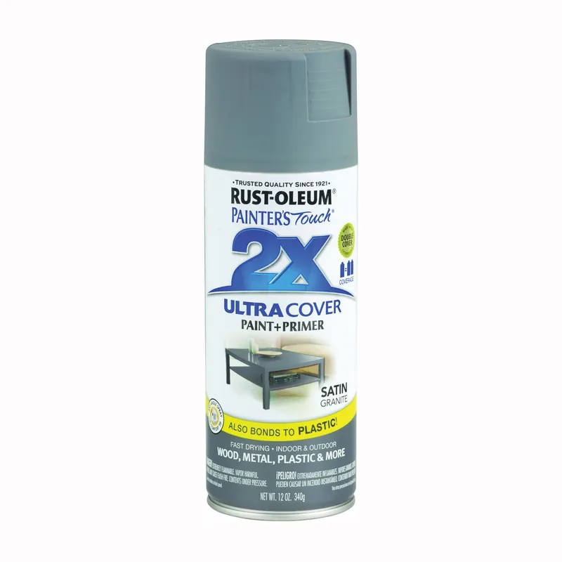 Rust-Oleum Painter‘s Touch Ultra Cover 2x Satin Spray Paint 12oz Granite