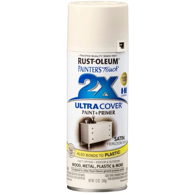 Rust-Oleum Painter‘s Touch Ultra Cover 2x Satin Spray Paint 12oz Heirloom White