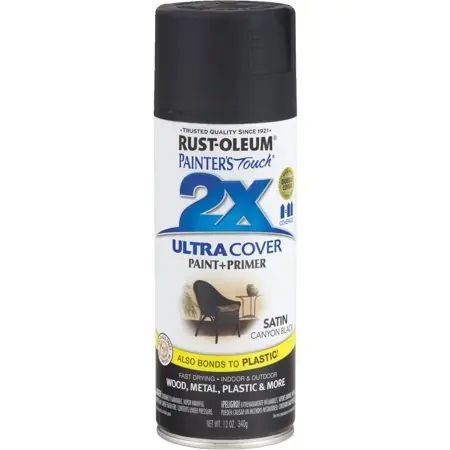 Rust-Oleum Painter‘s Touch Ultra Cover 2x Satin Spray Paint 12oz Canyon Black
