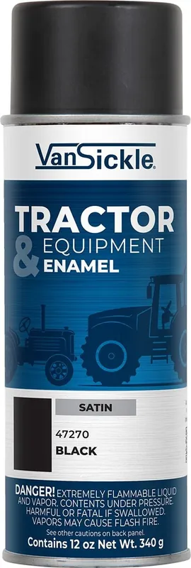 Van Sickle Paint 47270 Tractor & Equipment Enamel Satin Paint – Black - 12 oz Spray
