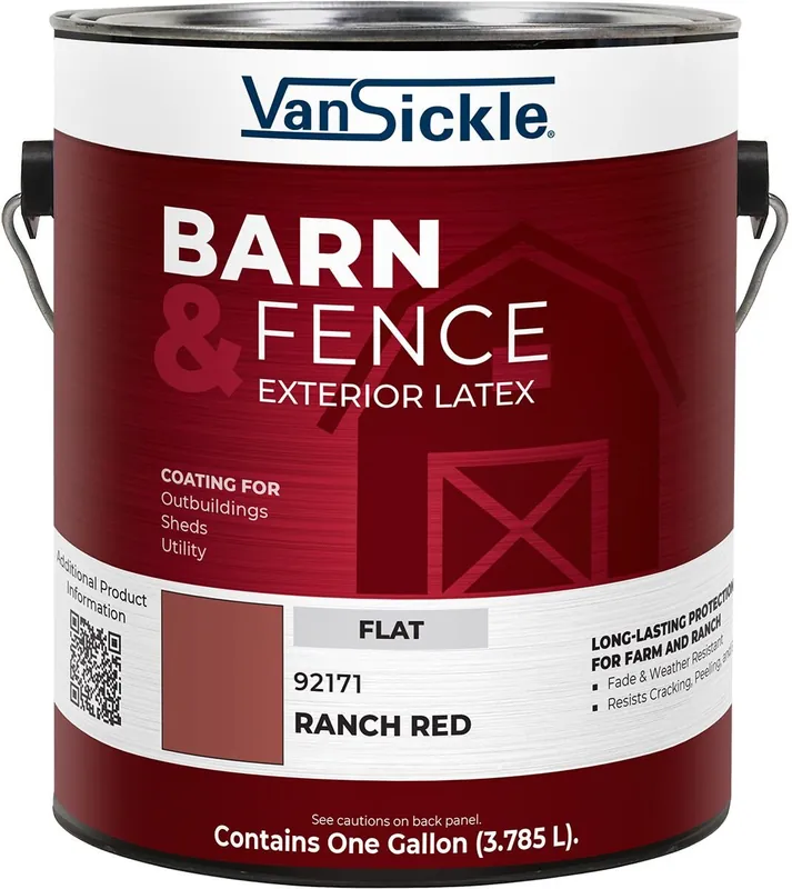 Van Sickle Paint Barn & Fence Exterior Latex Flat Paint - Ranch Red - 1 Gallon