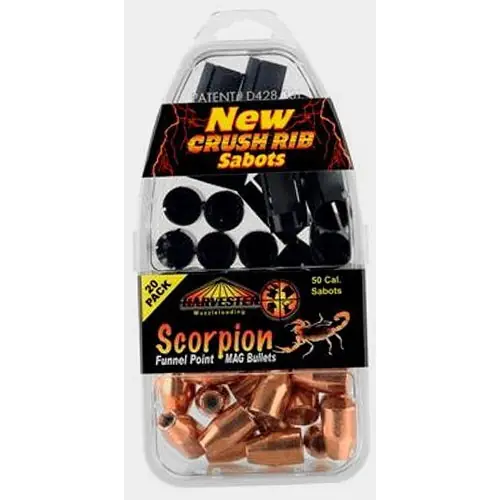 Harvester Scorpion Funnel Point MAG Bullets - .50 Caliber 260 Grain