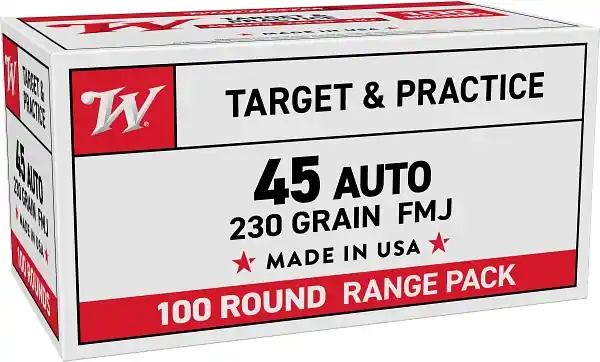 Winchester .45 ACP 230 Grain FMJ Centerfire Handgun Ammo