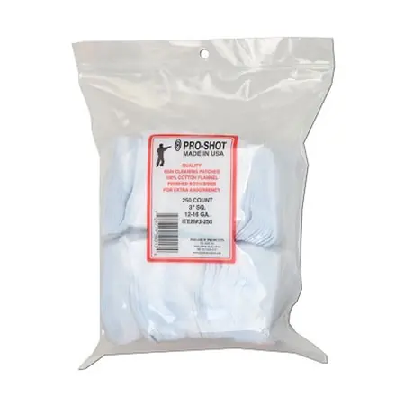Pro-Shot Gun Cleaning Patches 250ct. 12-16 Gauge