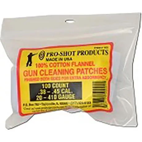 Pro-Shot Gun Cleaning Patches 100ct. .38-.45 Cal./.20-.410Ga.
