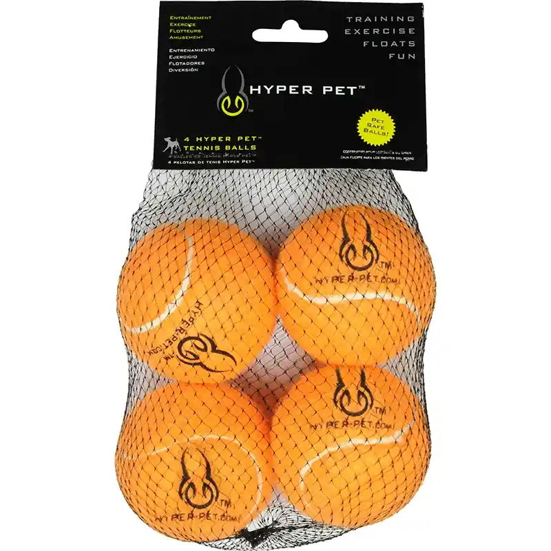 Hyper Pet Orange Tennis Balls - 4pk