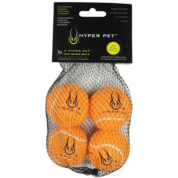 Hyper Pet Orange Mini Tennis Balls - 4pk