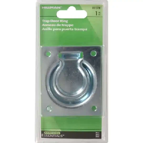 Hillman Zinc Plated 3" x 3-1/2" Flush Trap Door Ring Chest Handle